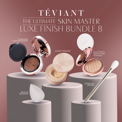 LUXE FINISH B (Cushion Complete Set + Silk Touch Perfecting Powder + Loose Powder + Detailed Face Brush + Beauty Blender) - Teviant Beauty