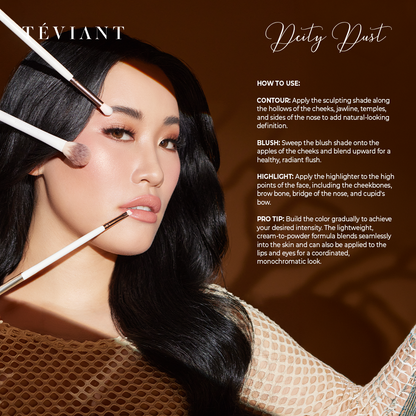 TEVIANT | DEITY DUST | TRIO FACE PALETTE | POWDER BLUSH | POWDER CONTOUR | POWDER HIGHLIGHTER - Teviant Beauty