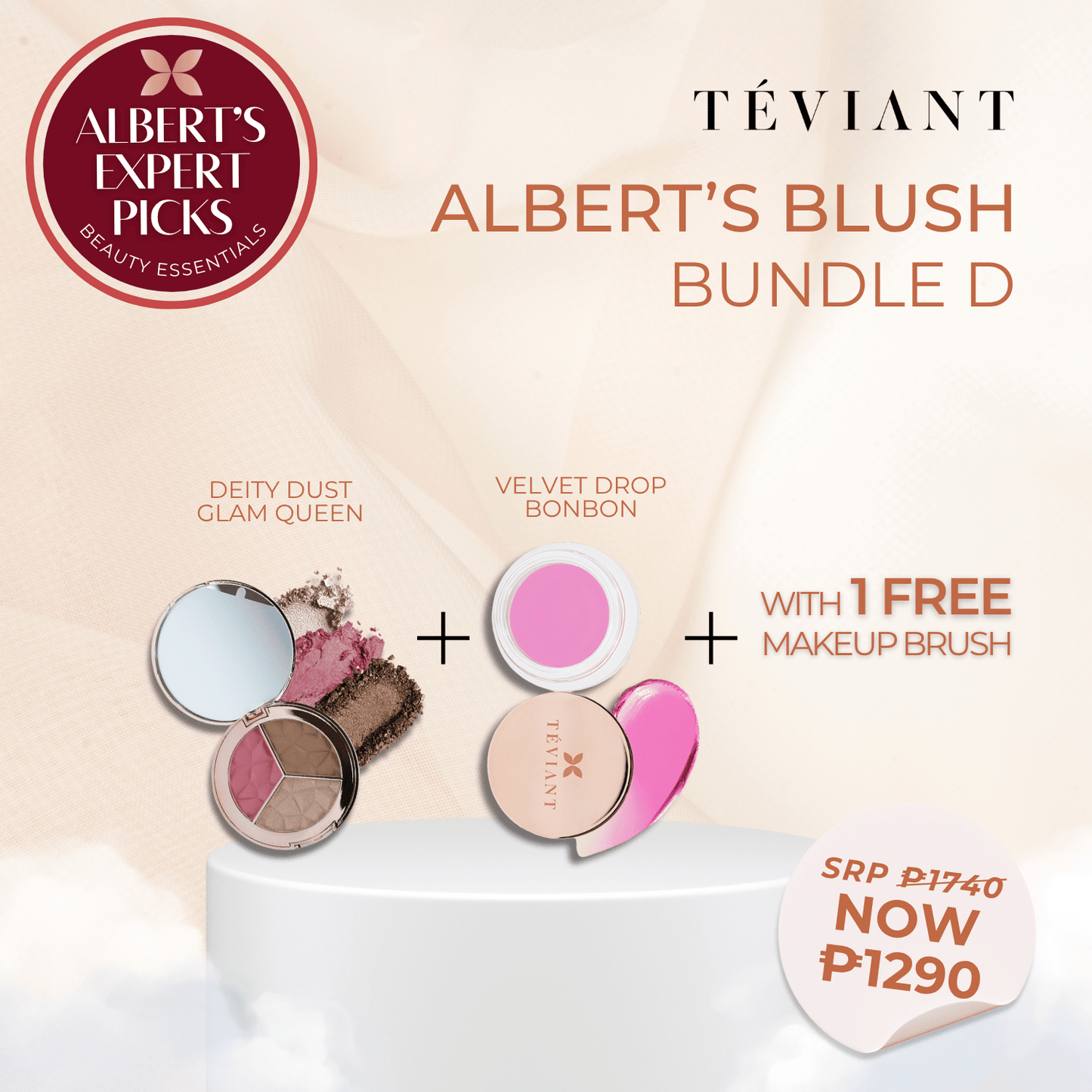Albert's Expert Pick - Blush Bundle D (Glam Queen + Bon Bon With TUSM Face Brush)