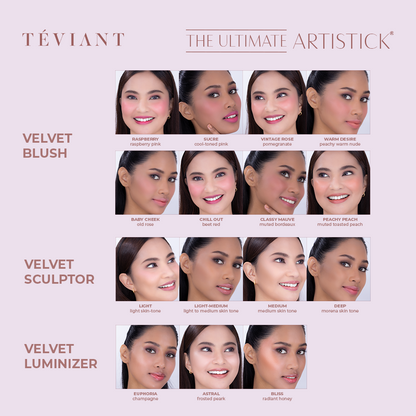 TEVIANT | THE ULTIMATE ARTISTICK | VELVET BLUSH STICK | VELVET SCULPTOR STICK | VELVET LUMINIZER STICK | GLOW BLUSH STICK | GLOW BALM STICK