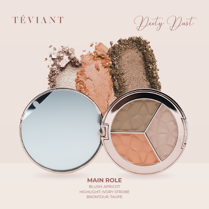 TEVIANT | DEITY DUST | TRIO FACE PALETTE | POWDER BLUSH | POWDER CONTOUR | POWDER HIGHLIGHTER - Teviant Beauty