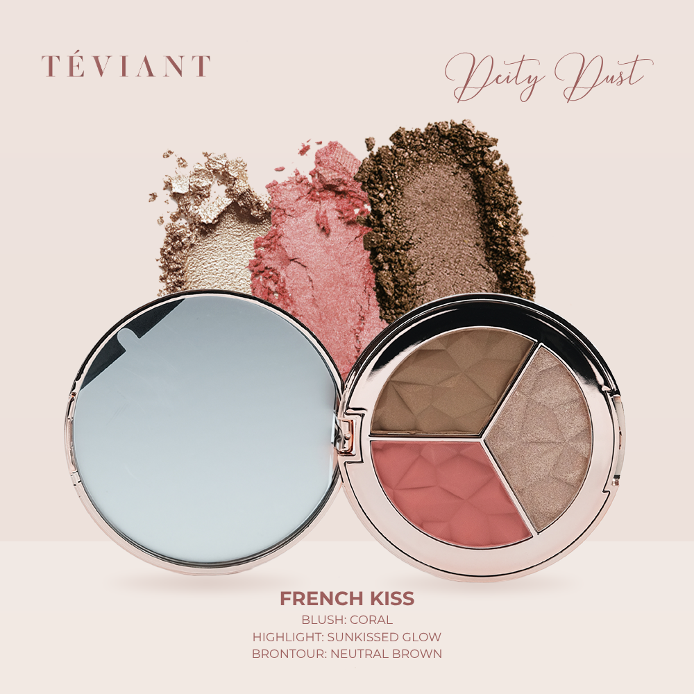 TEVIANT | DEITY DUST | TRIO FACE PALETTE | POWDER BLUSH | POWDER CONTOUR | POWDER HIGHLIGHTER