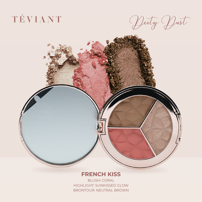 TEVIANT | DEITY DUST | TRIO FACE PALETTE | POWDER BLUSH | POWDER CONTOUR | POWDER HIGHLIGHTER - Teviant Beauty