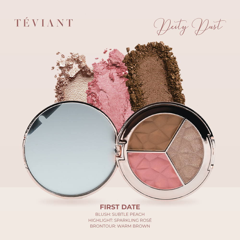 TEVIANT | DEITY DUST | TRIO FACE PALETTE | POWDER BLUSH | POWDER CONTOUR | POWDER HIGHLIGHTER