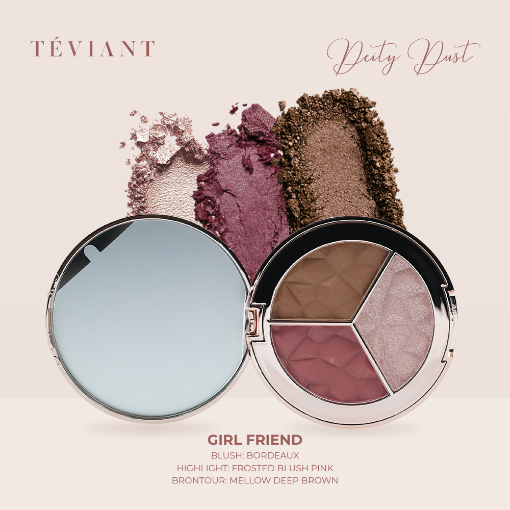 TEVIANT | DEITY DUST | TRIO FACE PALETTE | POWDER BLUSH | POWDER CONTOUR | POWDER HIGHLIGHTER