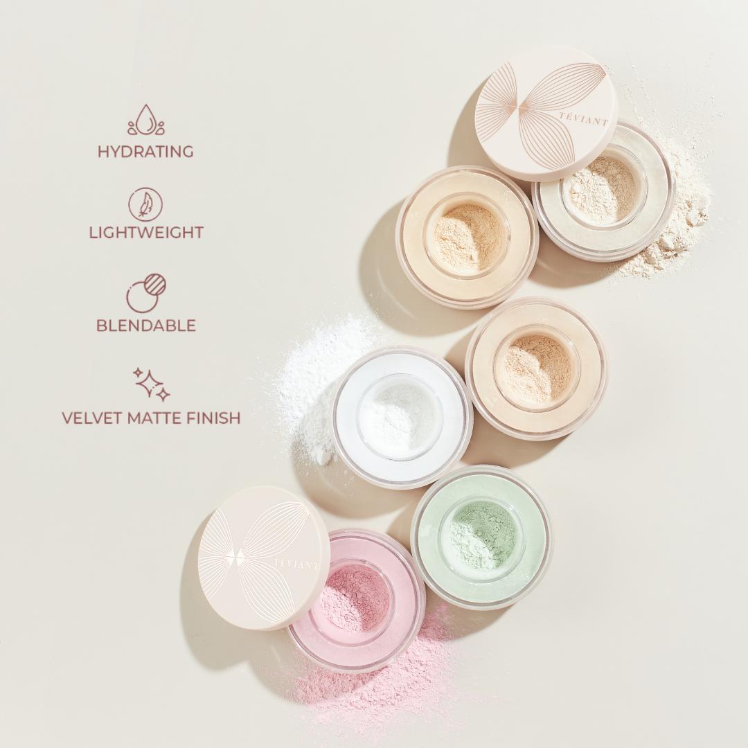 LUXE FINISH B (Cushion Complete Set + Silk Touch Perfecting Powder + Loose Powder + Detailed Face Brush + Beauty Blender) - Teviant Beauty