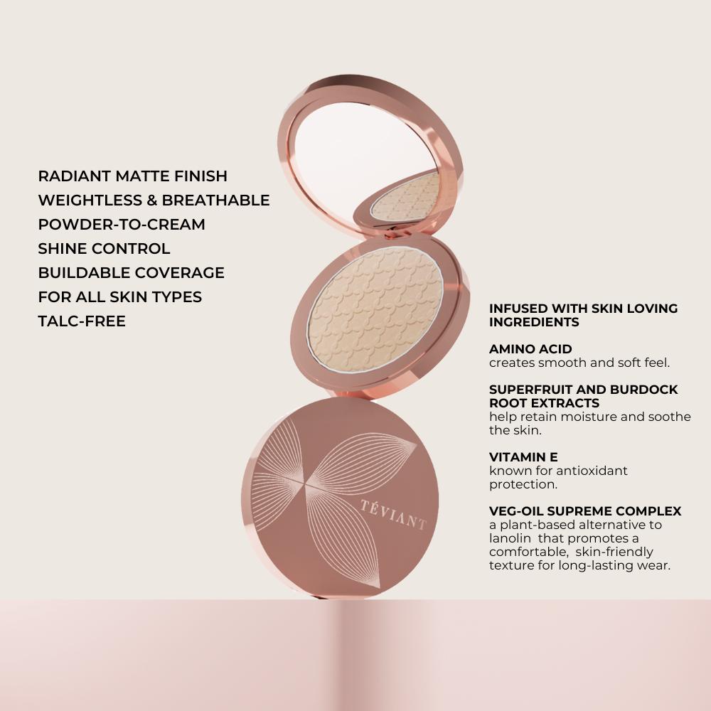 LUXE FINISH B (Cushion Complete Set + Silk Touch Perfecting Powder + Loose Powder + Detailed Face Brush + Beauty Blender) - Teviant Beauty